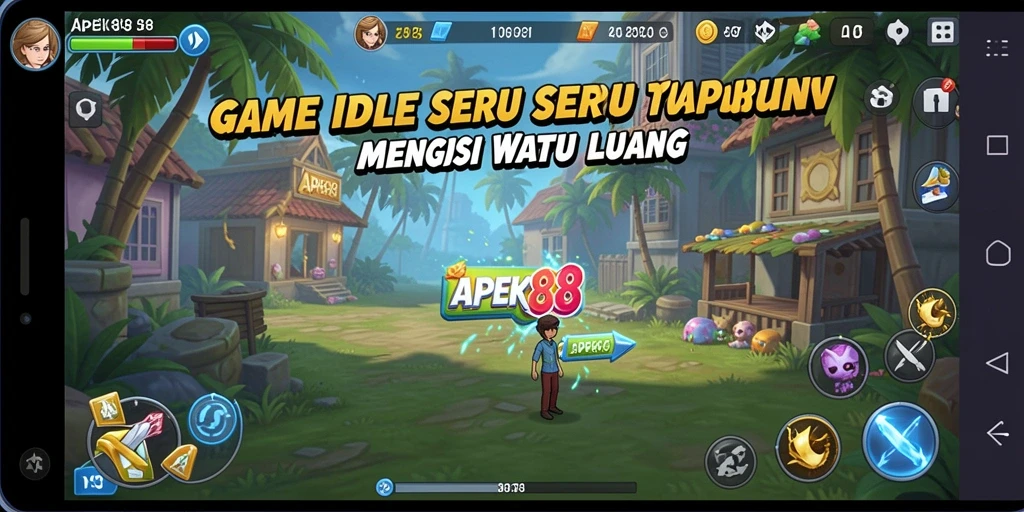 Tampilan gameplay APEK88 yang menonjolkan kemajuan Idle.