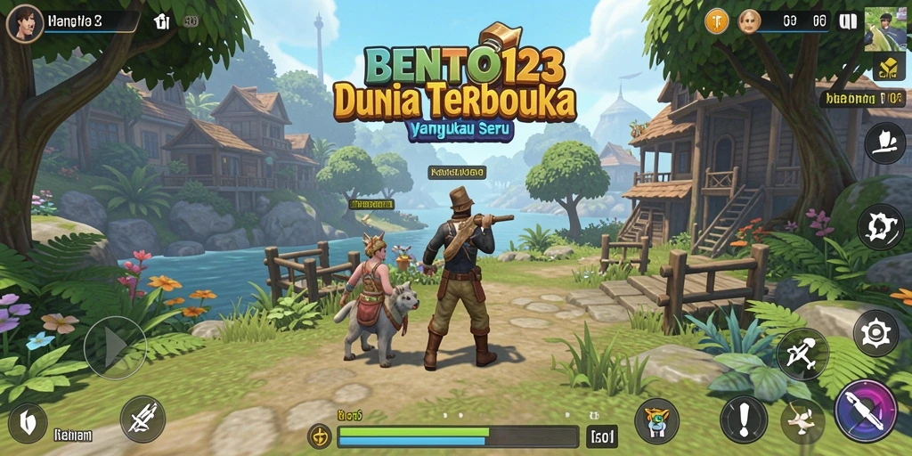 Screenshot gameplay menunjukkan dunia terbuka yang indah dan penuh petualangan.