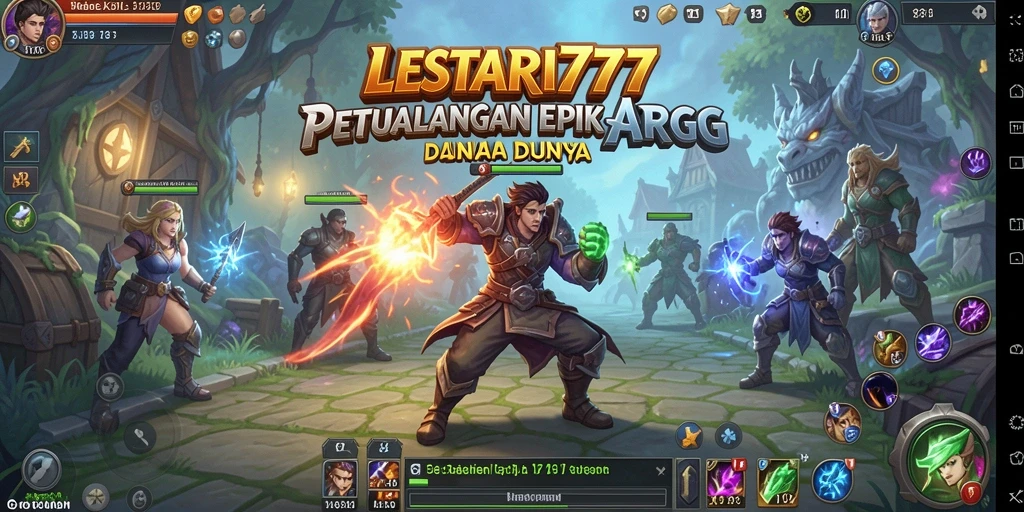 Tangkapan layar gameplay epik LESTARI777 dalam aksi ARPG.