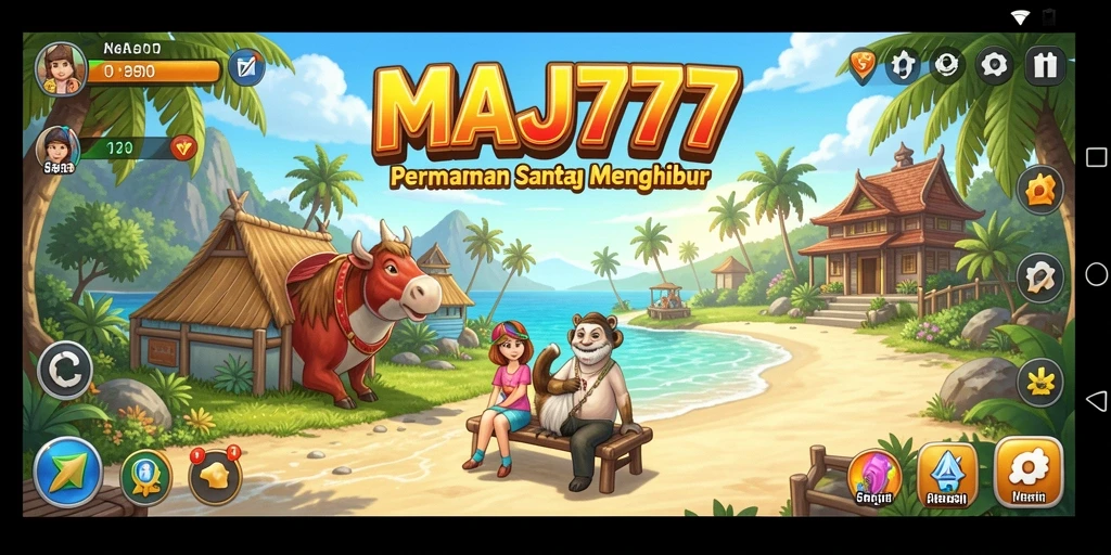Tangkapan layar gameplay MAJ777 dengan visual menarik dan karakter lucu.