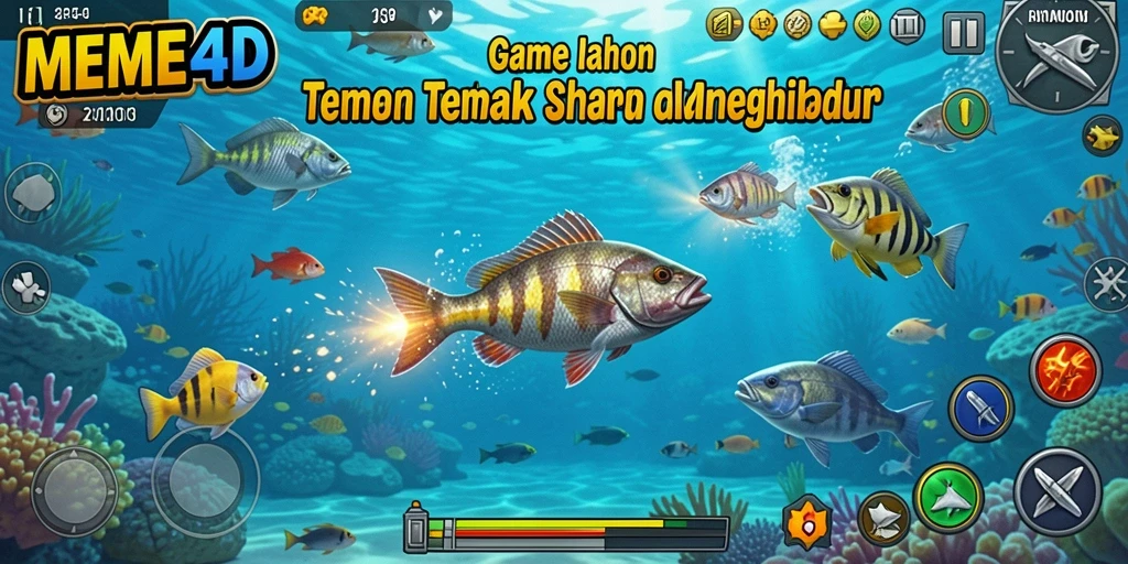 Tampilan gameplay MEME4D yang seru saat menembak ikan.