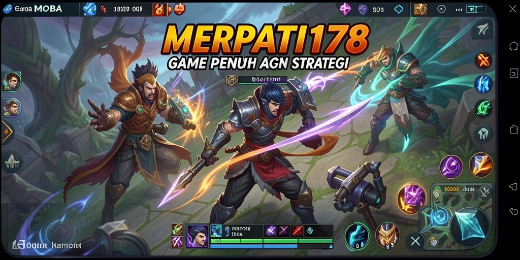 Tampilan mendebarkan dari arena pertempuran MOBA MERPATI178.