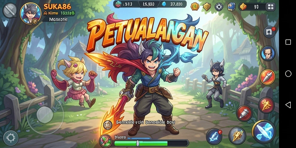 Screenshot gameplay SUKA86 menampilkan karakter Anime yang sedang bertarung.