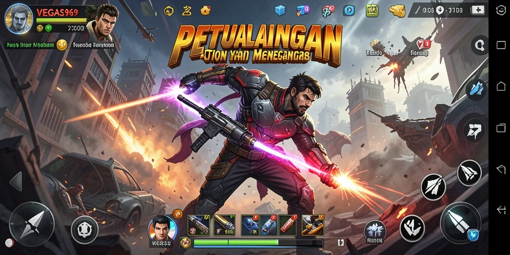 Screenshot utama dari gameplay seru VEGAS969 yang menampilkan aksi mendebarkan.