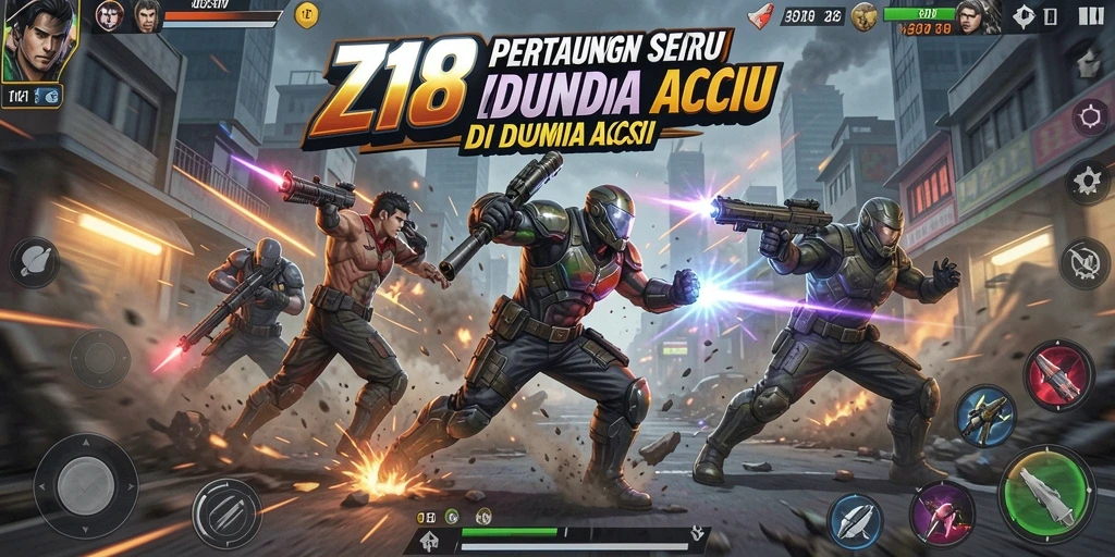 Gameplay Z18 menampilkan aksi pertarungan yang mendebarkan dan grafis yang menakjubkan.